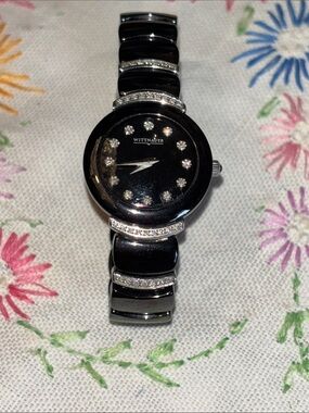 EUC Wittnauer Swiss Ceramic & Diamond Women's Watch (Style # 12R28M), featuring